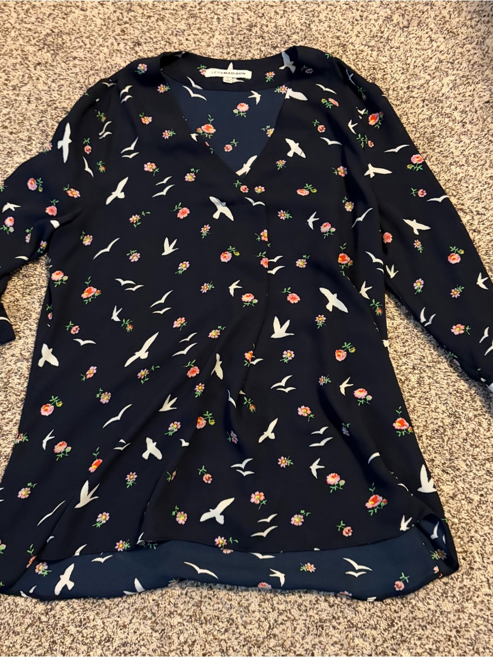 Madison Navy Floral & Seagull Print Top